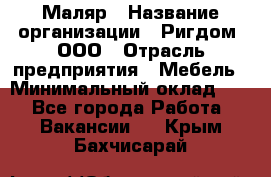 Маляр › Название организации ­ Ригдом, ООО › Отрасль предприятия ­ Мебель › Минимальный оклад ­ 1 - Все города Работа » Вакансии   . Крым,Бахчисарай